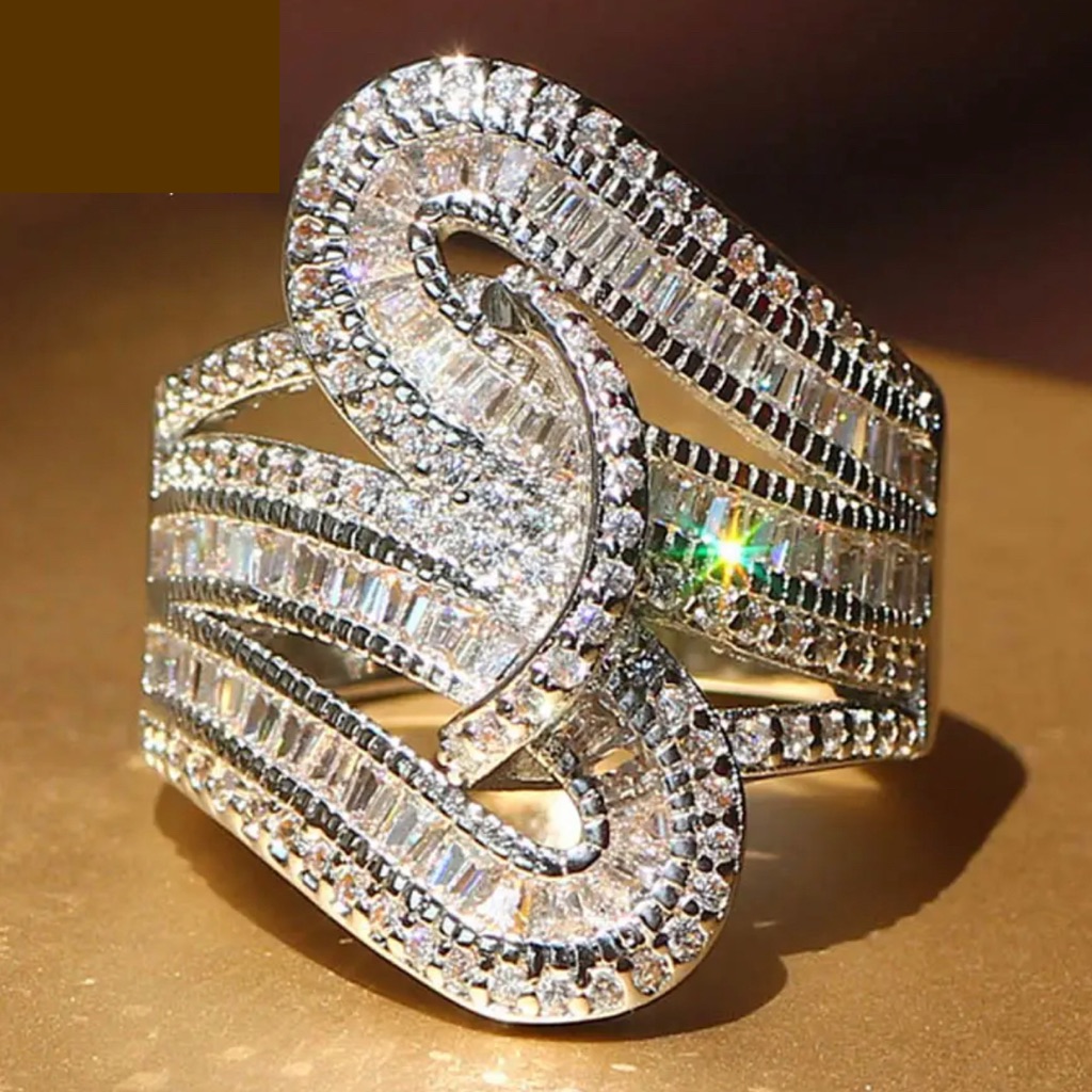 56 Ct Simulated Diamond Silver Ring